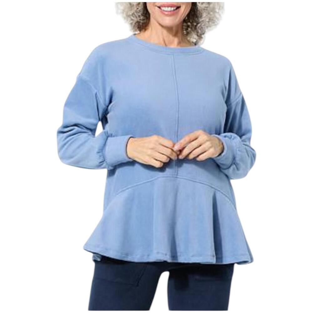 Comfort Code Women's Fleece Flutter-Hem Pullover Stone Blue - Regular